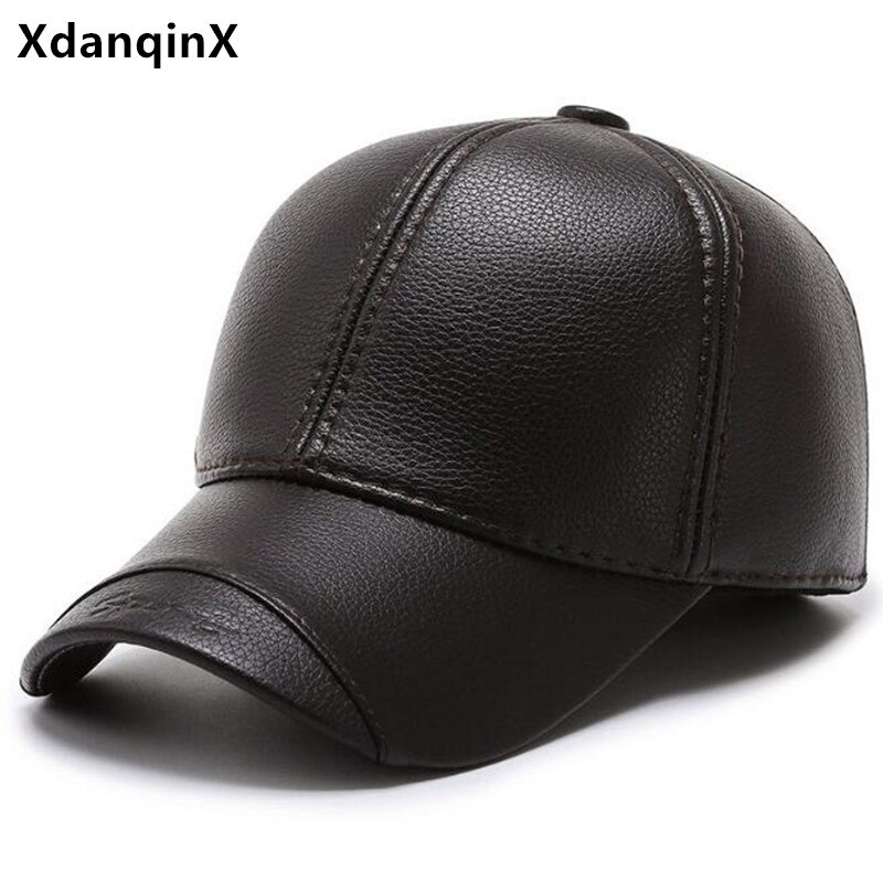 XdanqinX Winter Neue männer PU Leder Baseball Kappe Warme Mütze lässig Sport Kappen Dicken Ohrenschützer Hüte Nahen-Ich bin ändern von Papa der Hütte