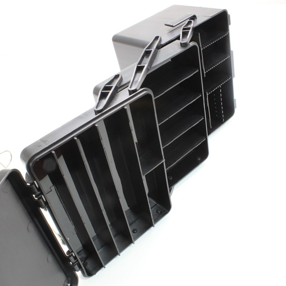 Multifunktionel 3-lags Fiskeagnkasse - 19x14x17cm - Plastik - Sort