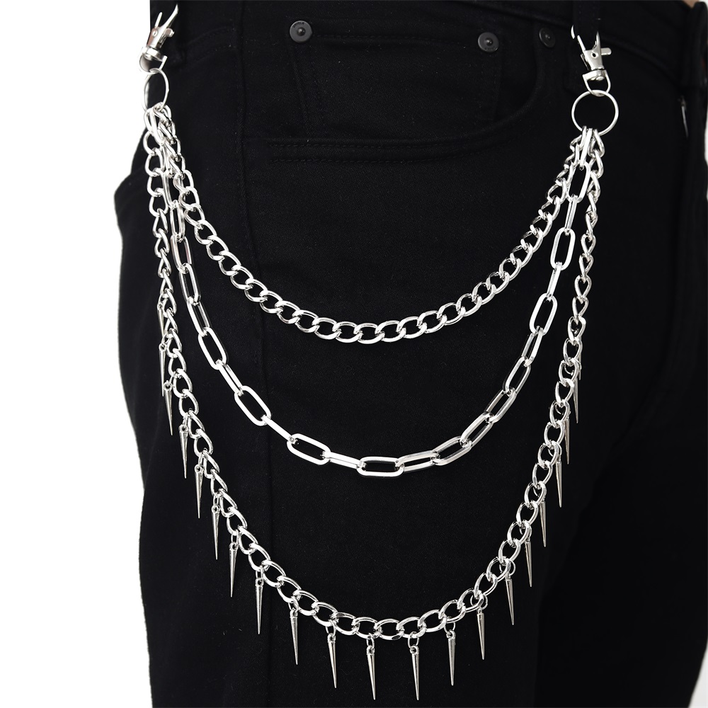 Cadena Punk en capas para pantalones vaqueros, llaveros con puntas para hombres y mujeres, accesorios estéticos Grunge Egirl eBoy Harajuku