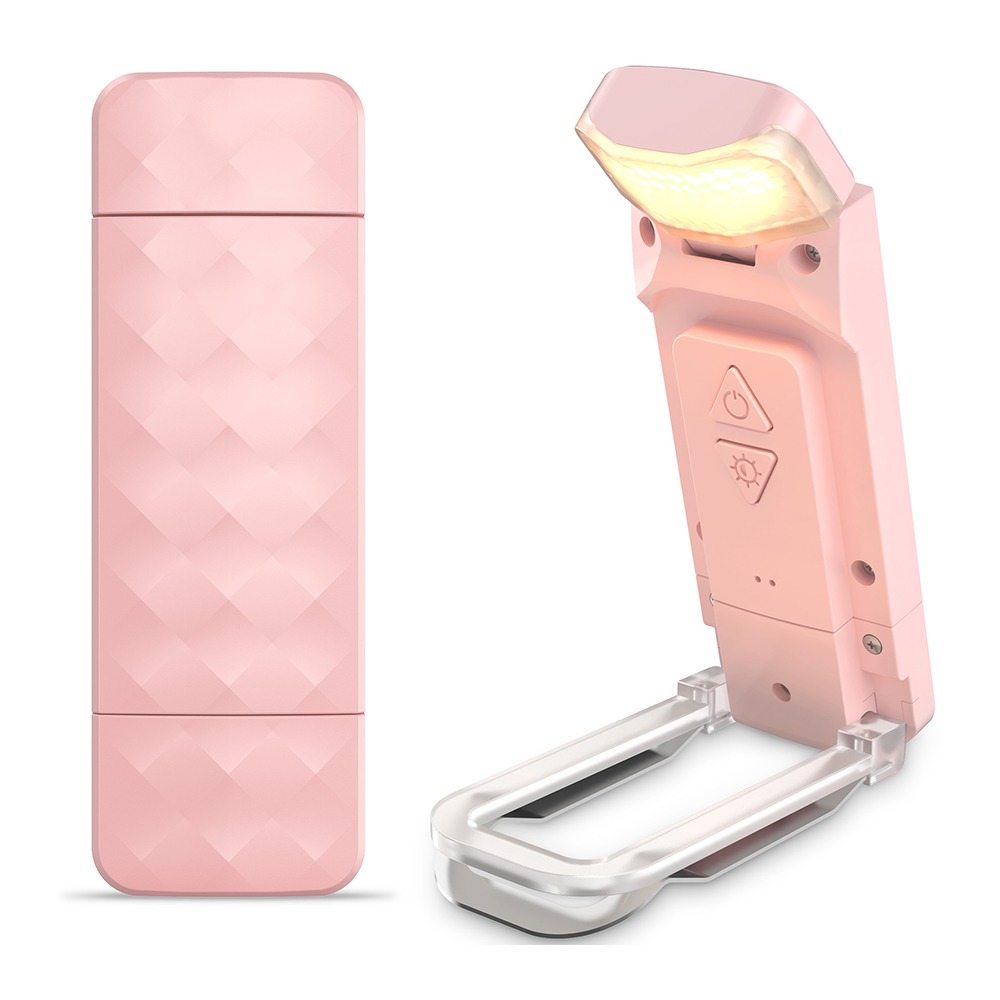Led-leeslamp met clip, oplaadbaar, oogbescherming, mini led-leeslamp, 5 kleuren licht, klapbare bureaulamp: Grijs
