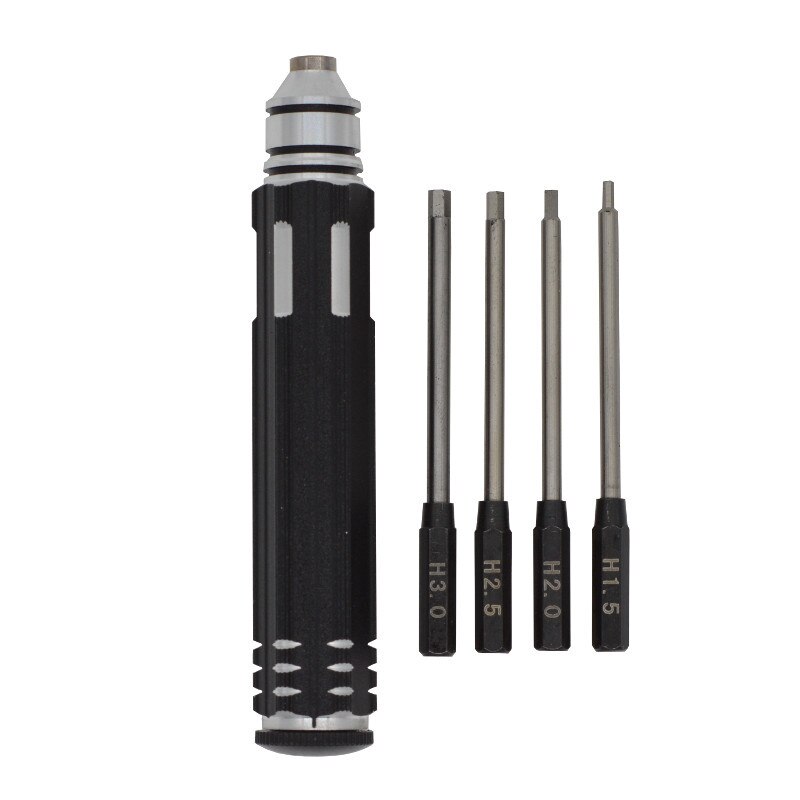 Kit de herramientas de destornillador hexagonal para helicóptero RC 1,5mm, 2,0mm, 2,5mm, 3,0mm Juego de destornilladores de tornillo 4 Uds Kit de herramientas de Mango antideslizante Top: white