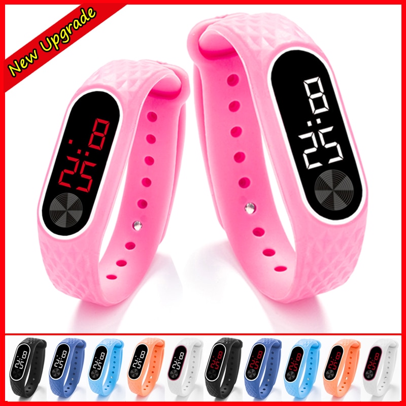 neue Stilvolle kinder LED Digitale Sport Uhr Jungen Mädchen Unisex Frauen Männer Elektronische Silikon Armband Armbanduhr