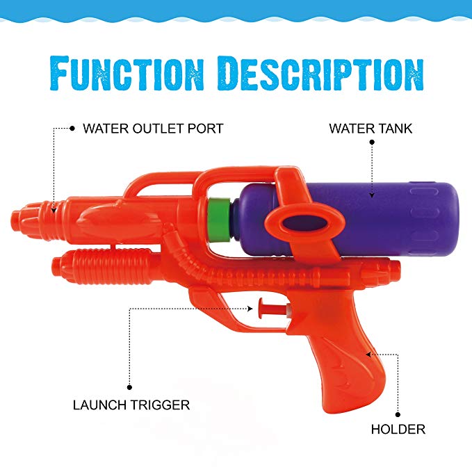 Free 3 Pack Water Guns for Summer Party, Squirt Guns Fun for Kids, 9 inch, 3 Colors of Orange, Green and Yellow