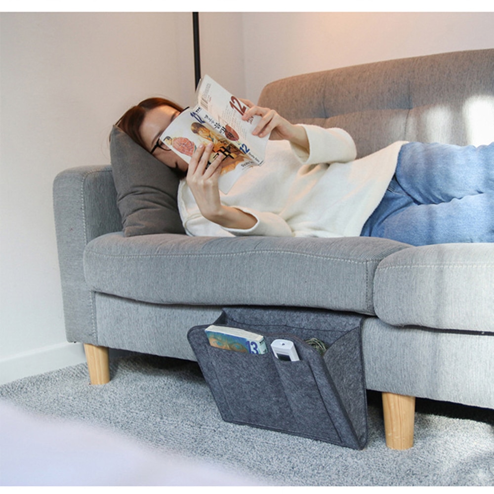 Bed Opbergtas Pocket Vilt Nachtkastje Opknoping Organizer Slaapzaal Boek Tijdschrift Tv Remote Caddy Stapelbed Houder Voor Tafel sofa