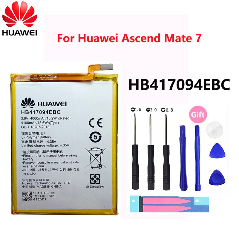 Originele HB417094EBC 4100 Mah Li-Ion Batterij Voor Huawei Ascend Mate 7 MT7 TL00 TL10 UL00 CL00 Smart Mobiele Telefoon + Gratis Tools