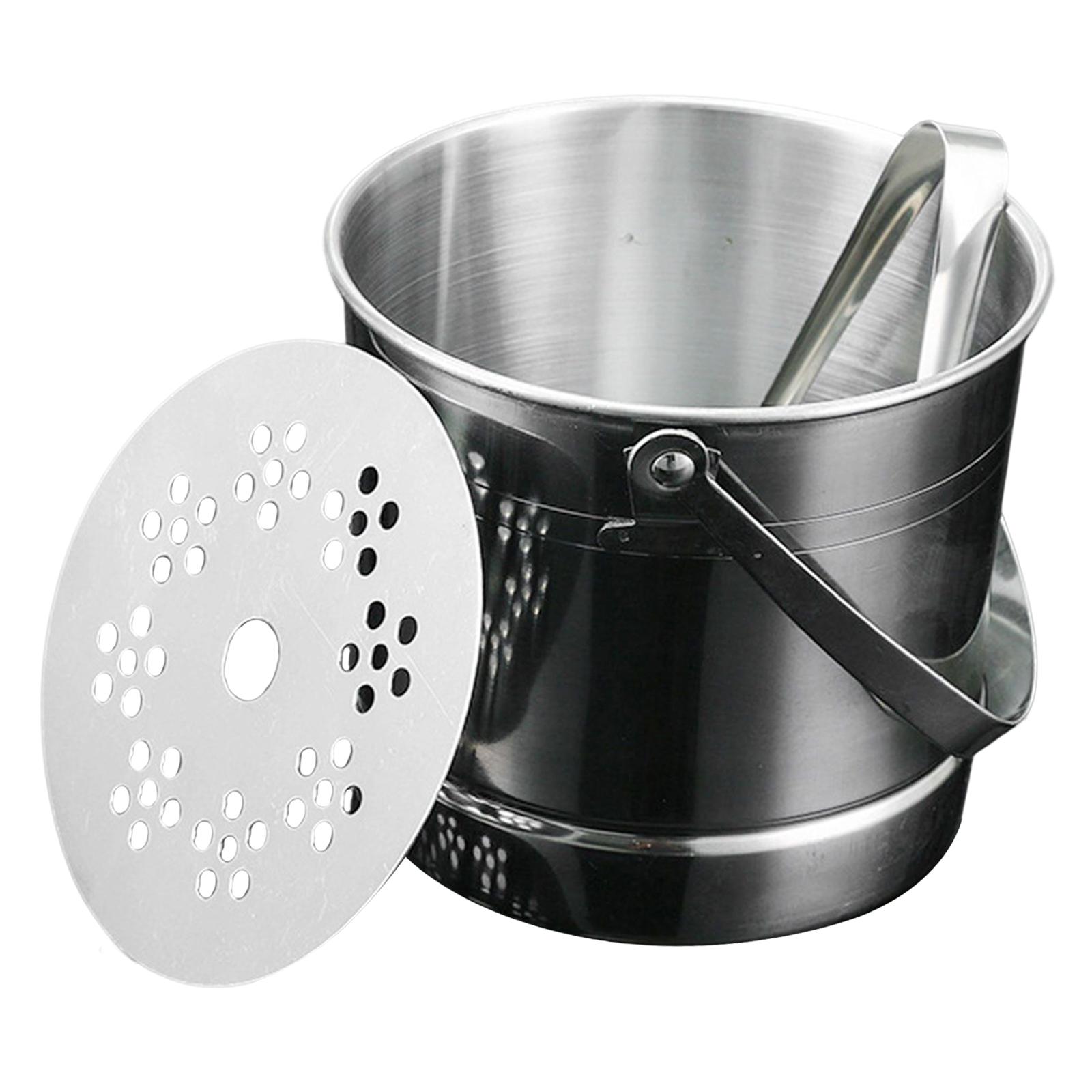 1L Stainless Steel Ice Bucket Ice Barrel with Clamp for Party Bar Height 12.5cm with Carry Handle Durable Ice Cube Container