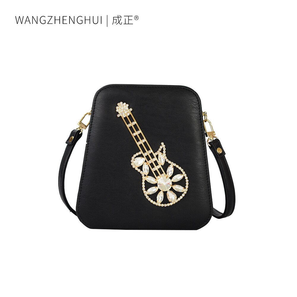 Stijl Pu Mini Vierkante Zak Leisure Kruis Tas Mode Mooie Diamond Ingelegd Diner Bag Veelzijdige Verse Vrouwen tas: Black