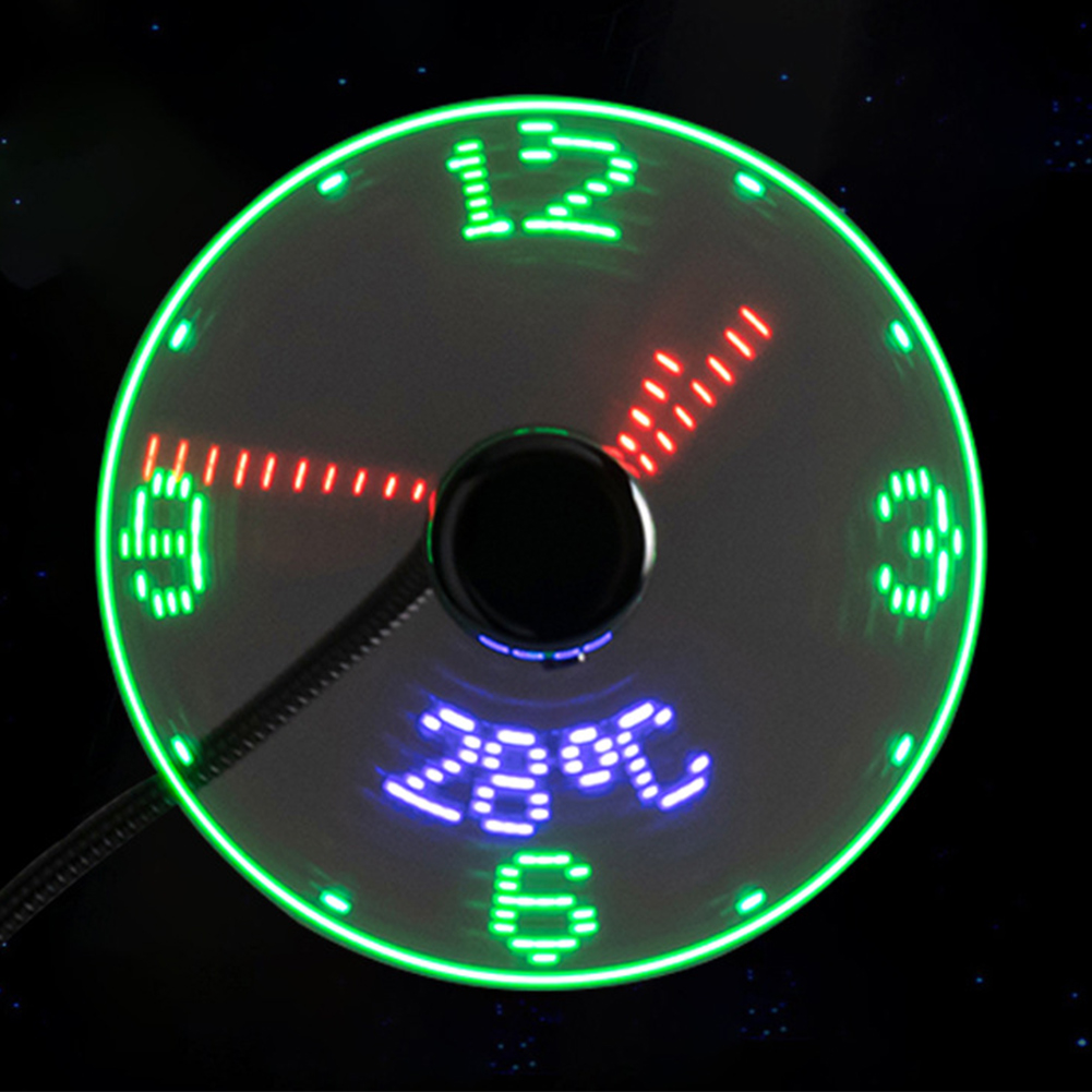 Ventilador de Reloj portátil RGB con luz LED nocturna, dispositivo de mano con USB, 5V, pantalla de temperatura en tiempo Real, Mini ventilador de Metal para PC, portátil, Enfriador de escritorio