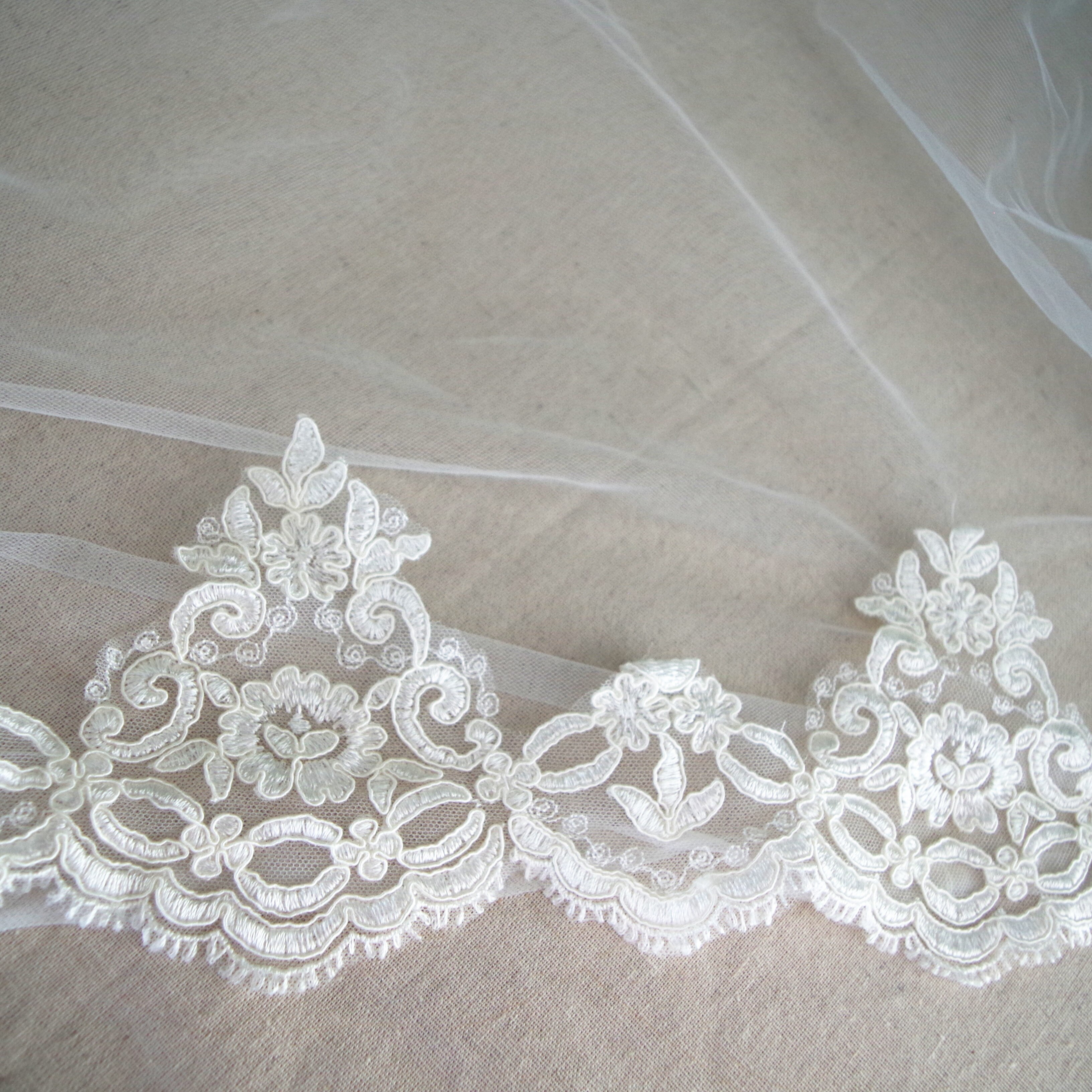 10Yards Ivory Alencon Kant Voor Bridal Veil Delicate Koord Kant Grens Voor Bridals