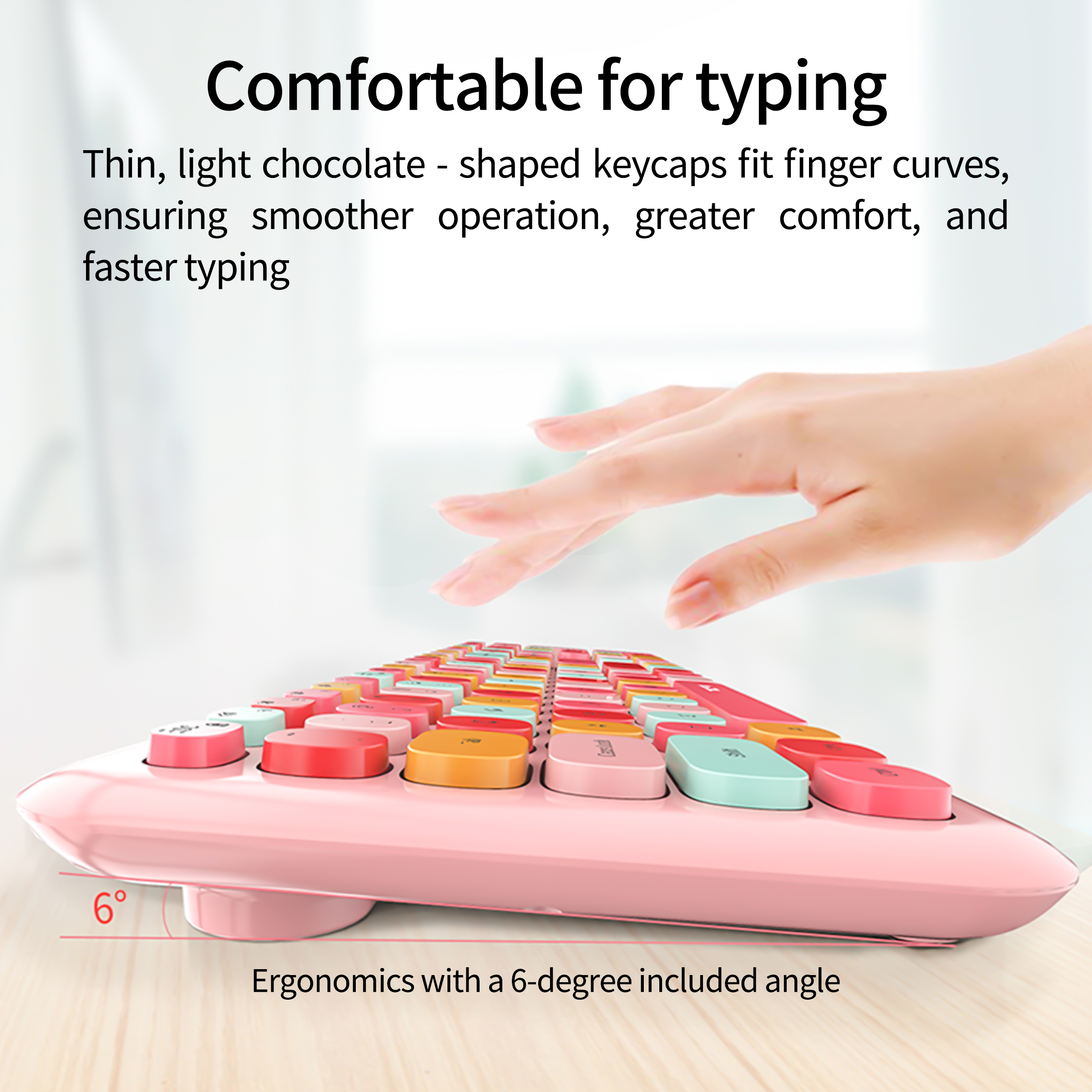 MOFii Bezprzewodowe połączenie Mieszane klawisze Kolorowe różowe 666 Bezprzewodowy zestaw klawiatury i myszy