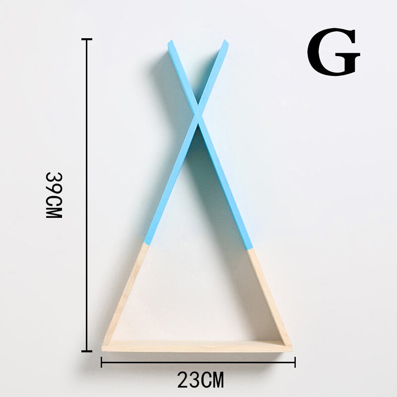 Estantería triangular de madera de estilo nórdico, colores bonitos estante de pared, estantería de almacenamiento de libros Trigon para el hogar, habitación de bebé, decoración DIY: Azul