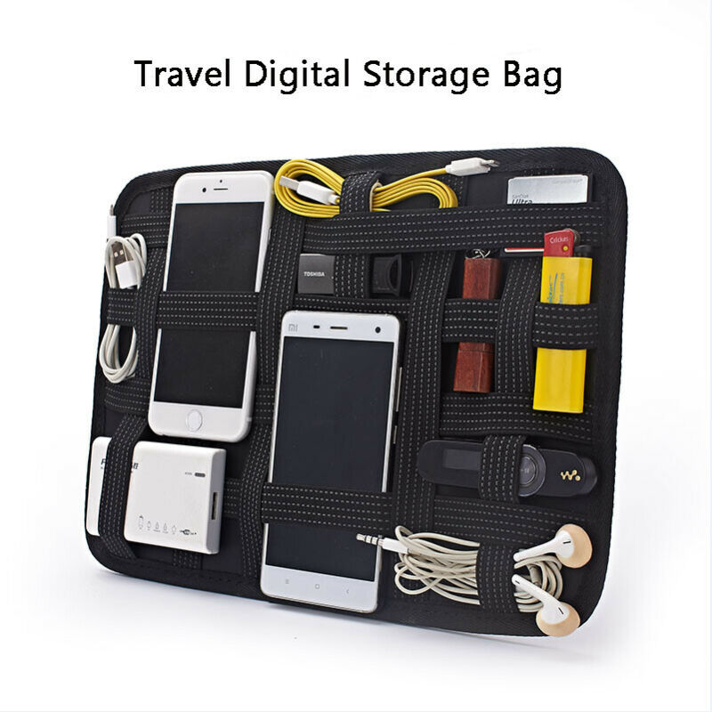 Reizen Shockproof Storage Organizer Bag Case Digitale Usb Kabel Oortelefoon Draagbare Handy Tassen Solid Black