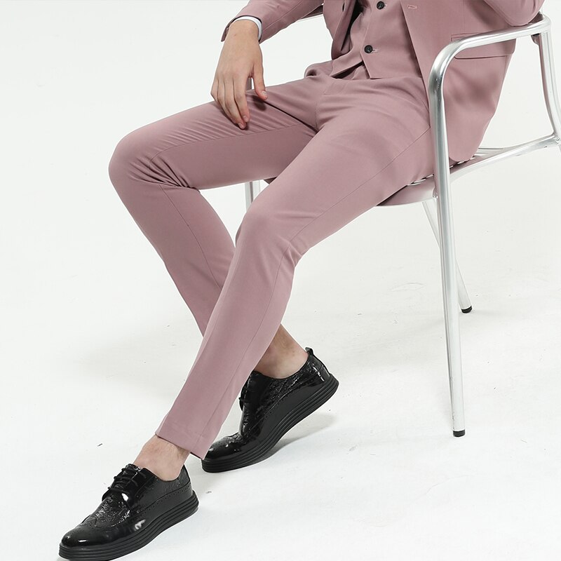 N&b herre kjole bukser slim fit herre pink kjole bukser formelle business bukser mandlige ankellange bukser klassiske jakkesæt bukser  xk11