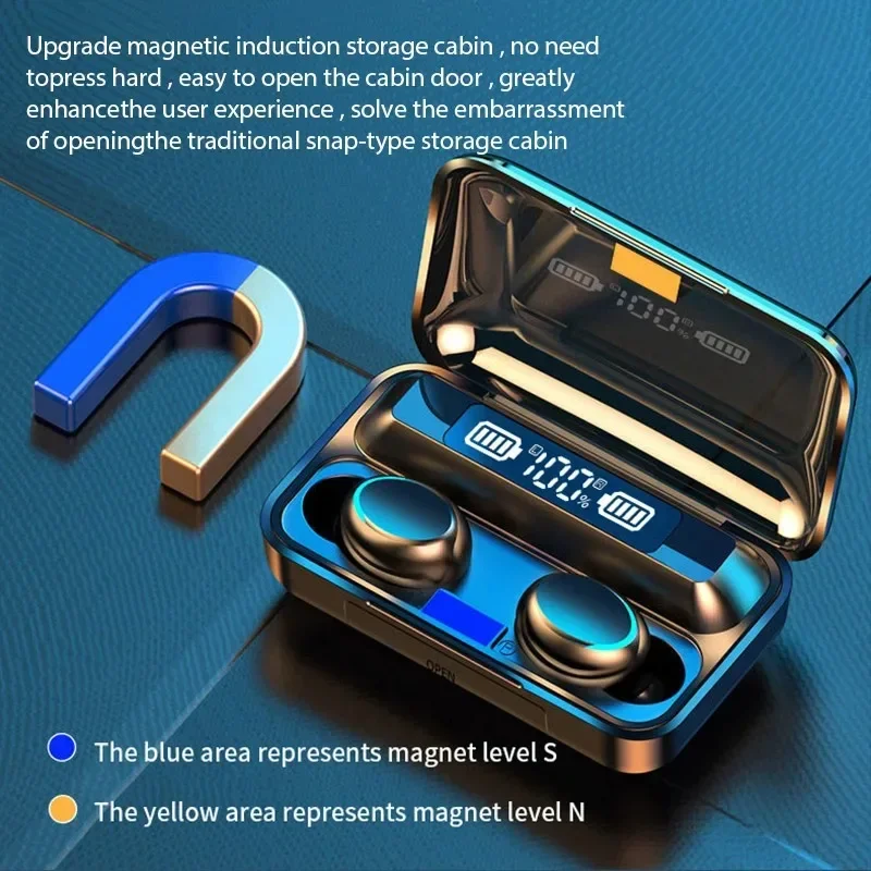 F9 Drahtlose Kopfhörer LED Display Binaural TWS Drahtlose Bluetooth Headset Wasserdichte Noise Reduction Bluetooth Kopfhörer
