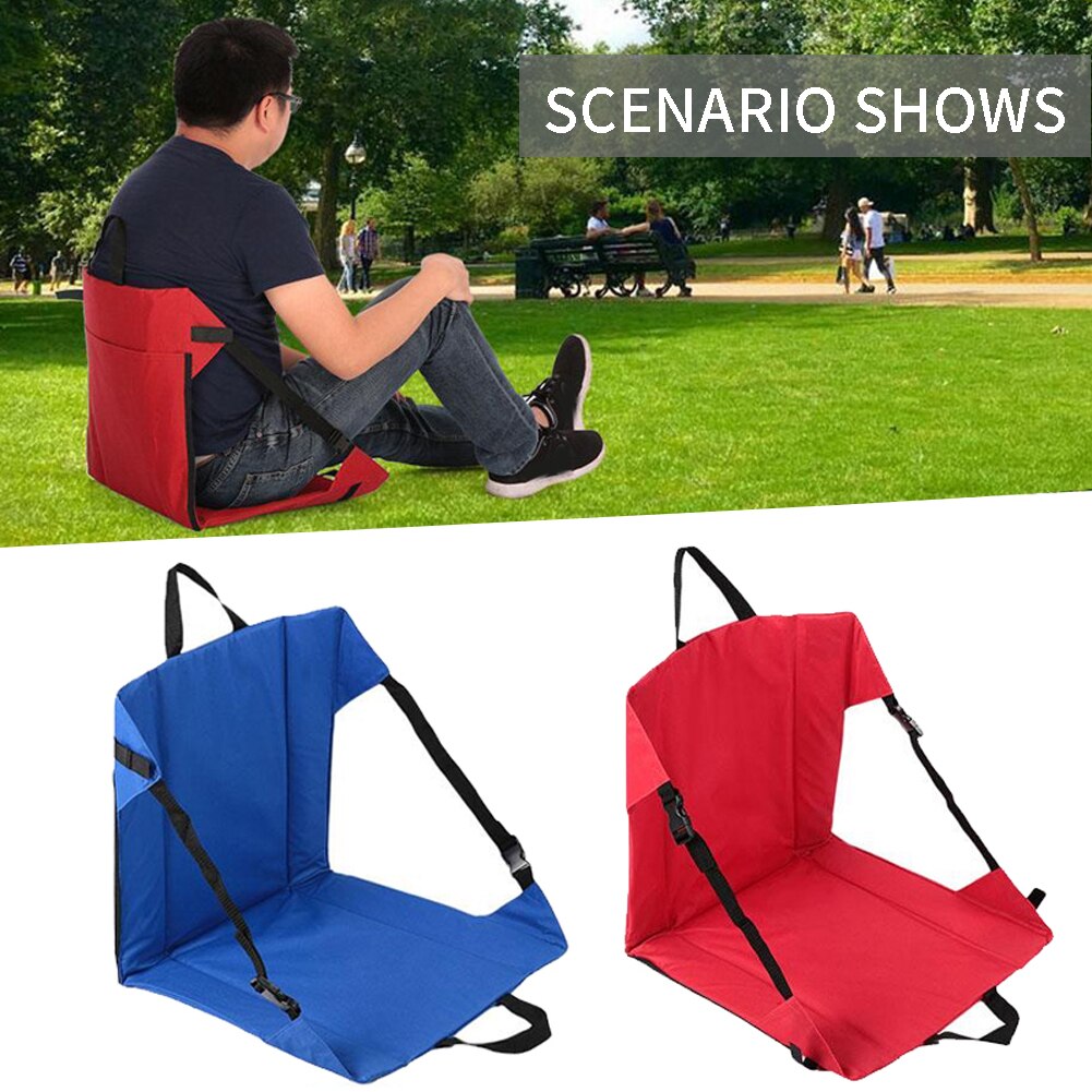 Con respaldo, silla plegable portátil, a prueba de humedad, para exteriores, antideslizante, cojín de playa, hogar, Camping, Picnic, pesca, estadio, asiento Blanqueador