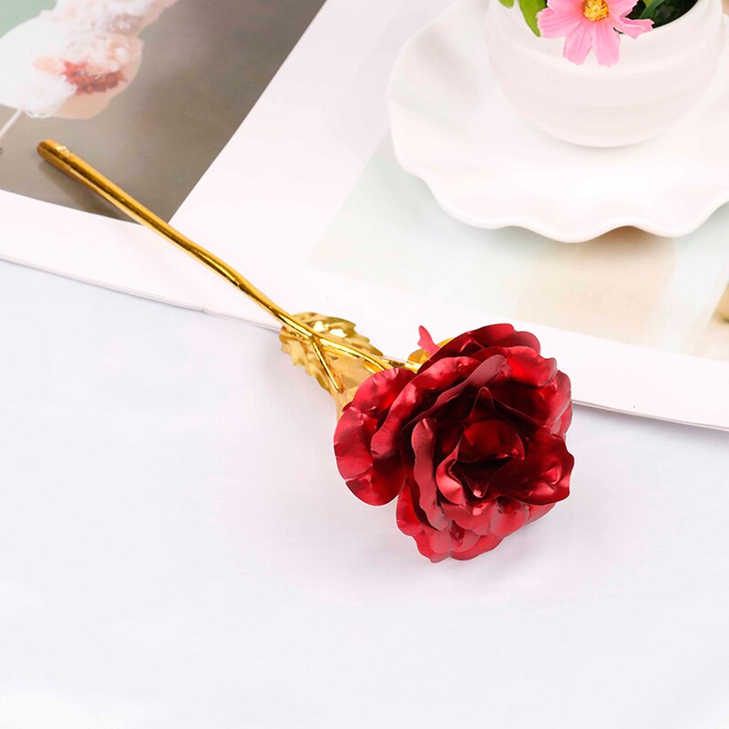 24k folie forgyldt rose guld rose bryllupsdekoration blomst valentinsdag elskers rose kunstig guld / lilla / rød / blå / rose: Rød