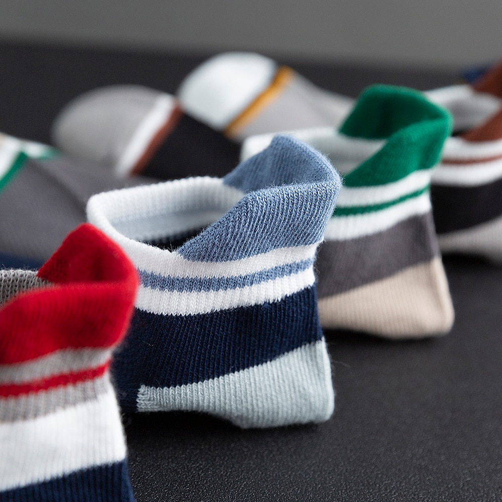 Kesä ja kevät puuvillasukat värikkäät miesten venesukat matalat hikeä imevät miesten sukat 5 paria/erä