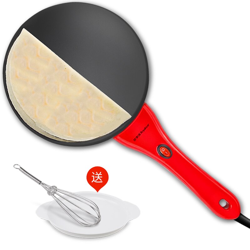 220v husholdnings elektriske crepe maker hurtig opvarmning elektrisk bagning pande pandekage crepe bager pan maskine til morgenmads maker: Rød