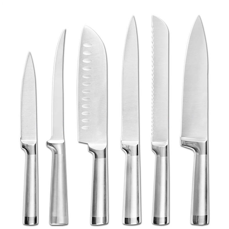 damask kjøkkenkniv sett 7 cr 17 mov japanske kokkekniver i rustfritt stål frukt grønnsak brød kjøttkniv ikke-pinne bladverktøy: 6 stk sett