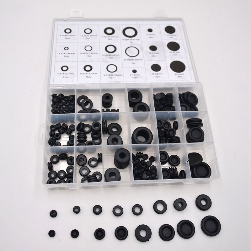 250Pcs Rubber Grommet Firewall Hole Plug Set Electrical Wire Gasket Assortment