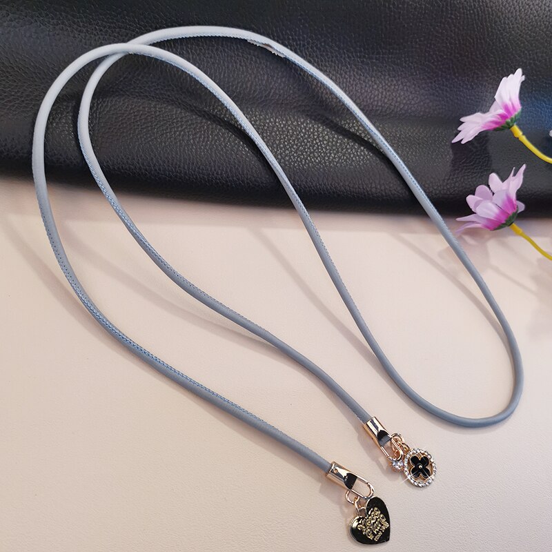 Crossbody Ring Diamant Vier-Leaf Camera Houders Toetsen Lanyard Charm Strap Clover Lederen Lanyard Mobiele Telefoon Lanyard Voor Iphone: Red / Pink