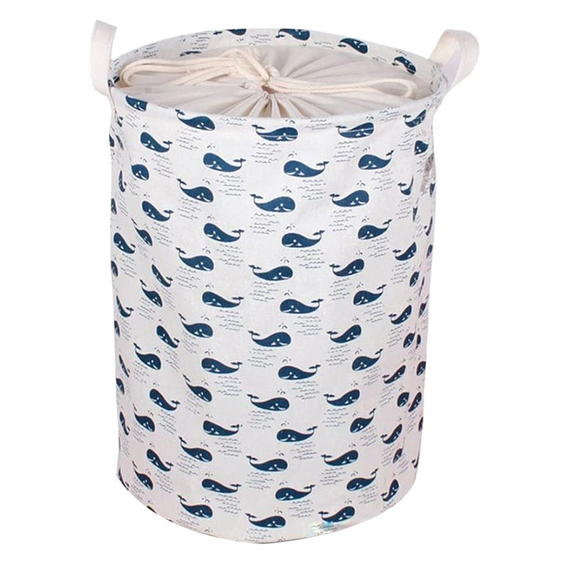 Household Foldable Convenient Canvas Laundry Hamper Storage Basket Laundry Bag Baby Storage Toy Storage-Whale