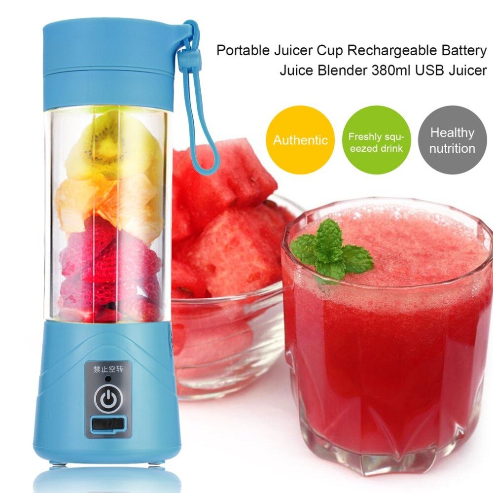 Durable USB Rechargeable Battery Juice Blender 380ml Volume Lemon vegetables fruit Milkshake Juicer Bottle Cup 3 Colors