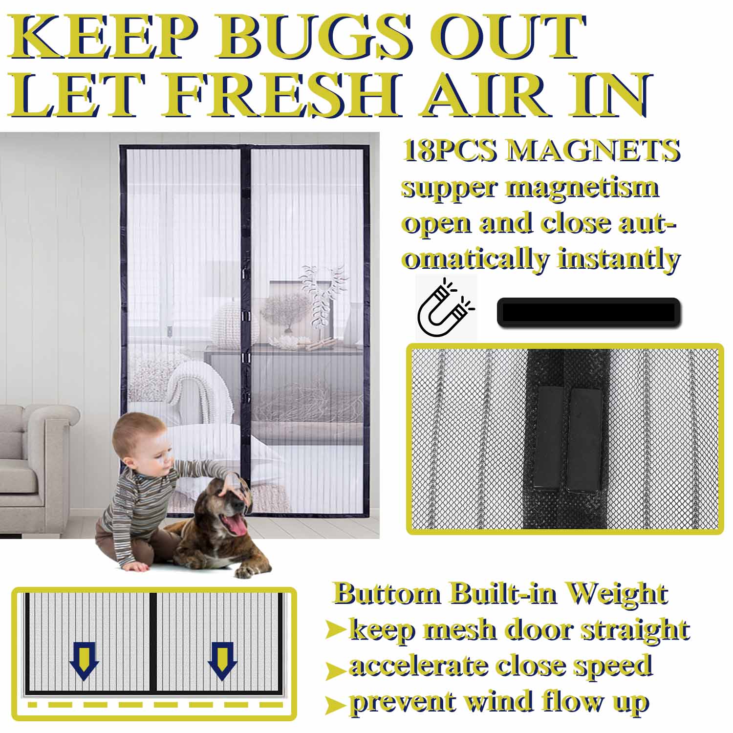 Anti-Muggen Magnetische Gordijn Mesh Voor Deur Handsfree Magnetische Klamboe Deur Netto Anti Fly Insect Mosquito deur Scherm