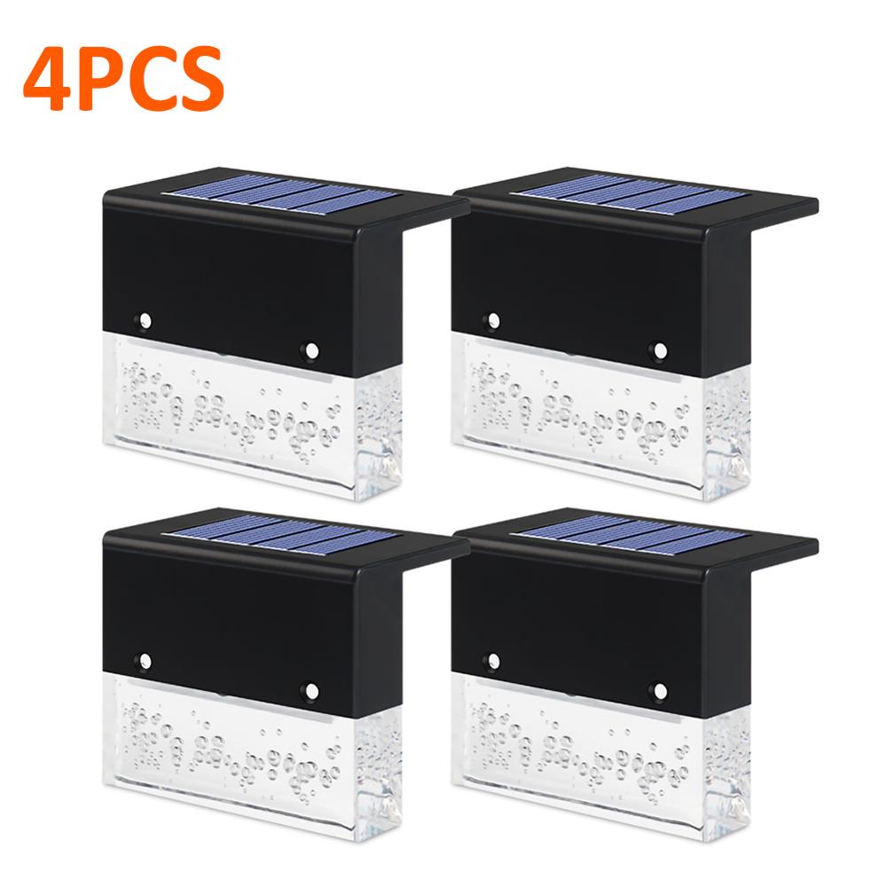 4/6pcs LED RGB Warm White Solar Lamp Path Stair Outdoor Waterproof Wall Light Garden decoration Landscape Stair Deck Lights: 4pcs