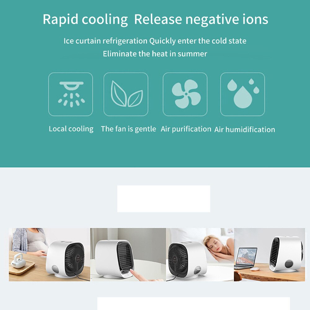 Air Conditioner Air Cooler Humidifier Purifier Portable For Home Room Office 3 Speeds Desktop Quiet Cooling Fan Air Conditioning