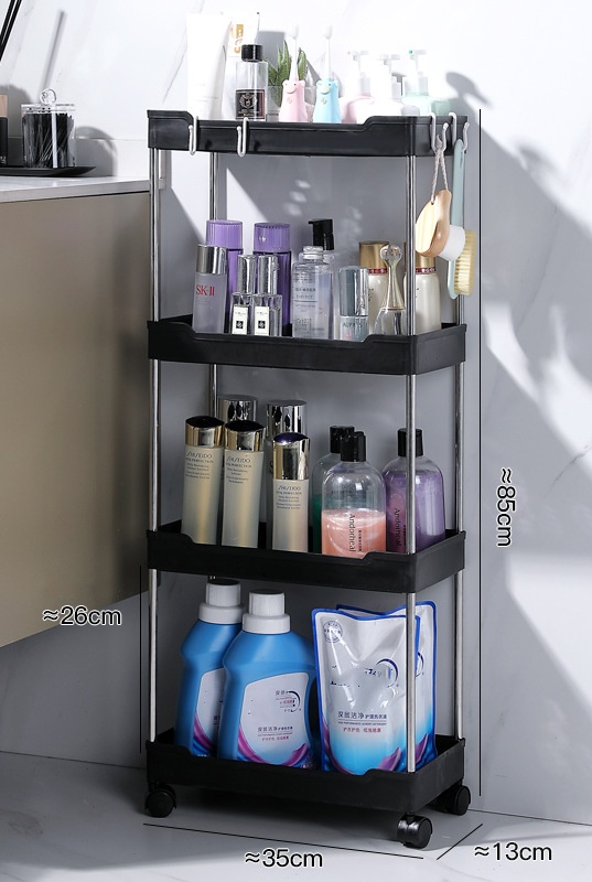 3/4 Layers Bathroom Storage Rack With Wheels Multi... – Grandado