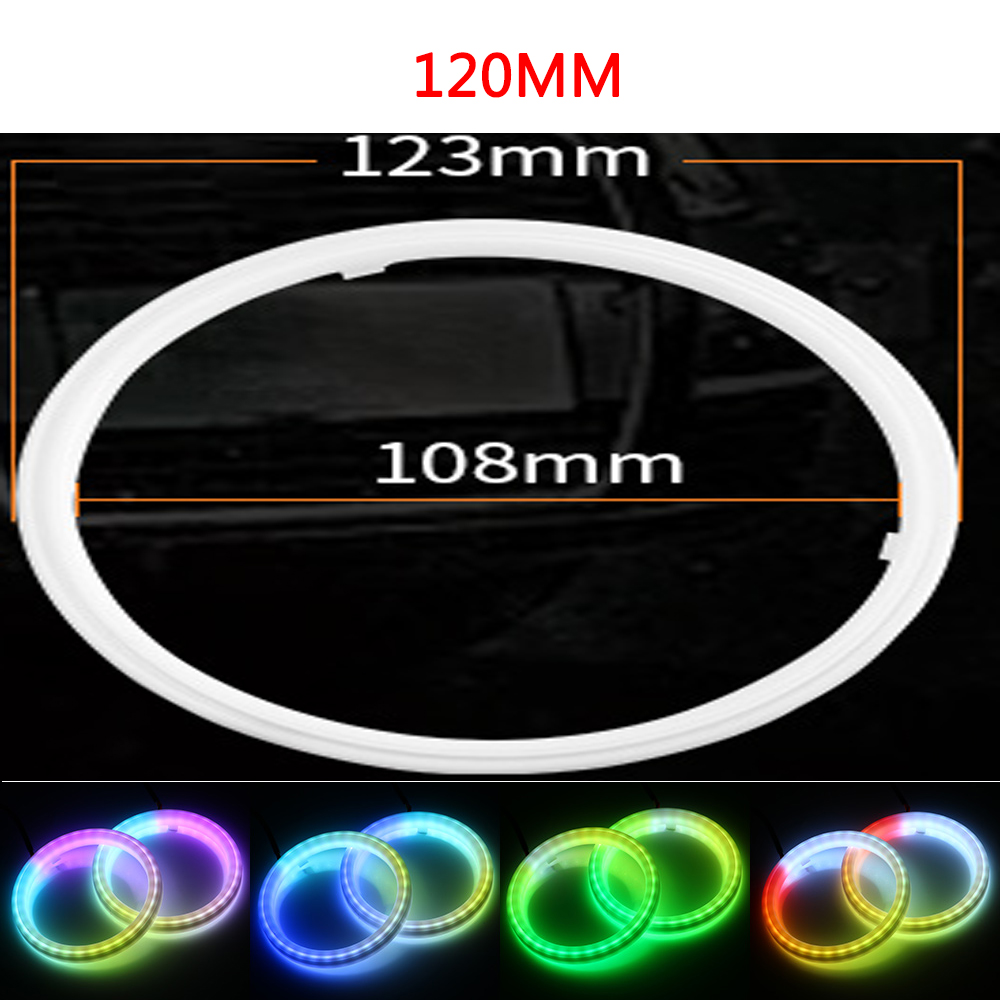 Bil LED Angel Eyes Halo Ringar - RGB med Blinkers - 60mm till 120mm - APP Bluetooth DRL Strålkastare: Varm vit