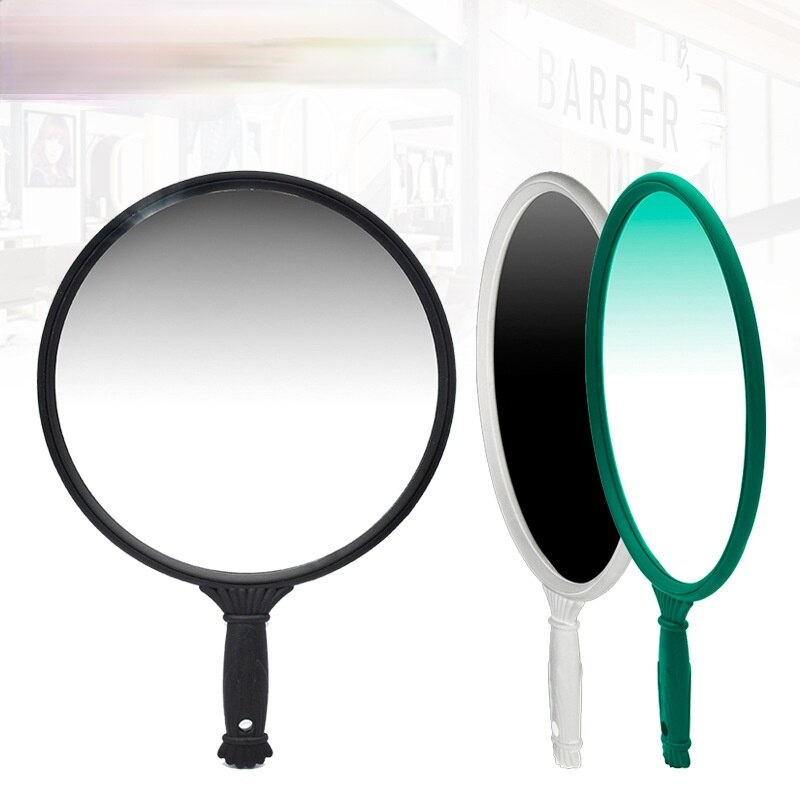 Round Handle Mirror Plastic Handle Mirror Beauty Salon Makeup Mirror Hair Salon Styling Mirror