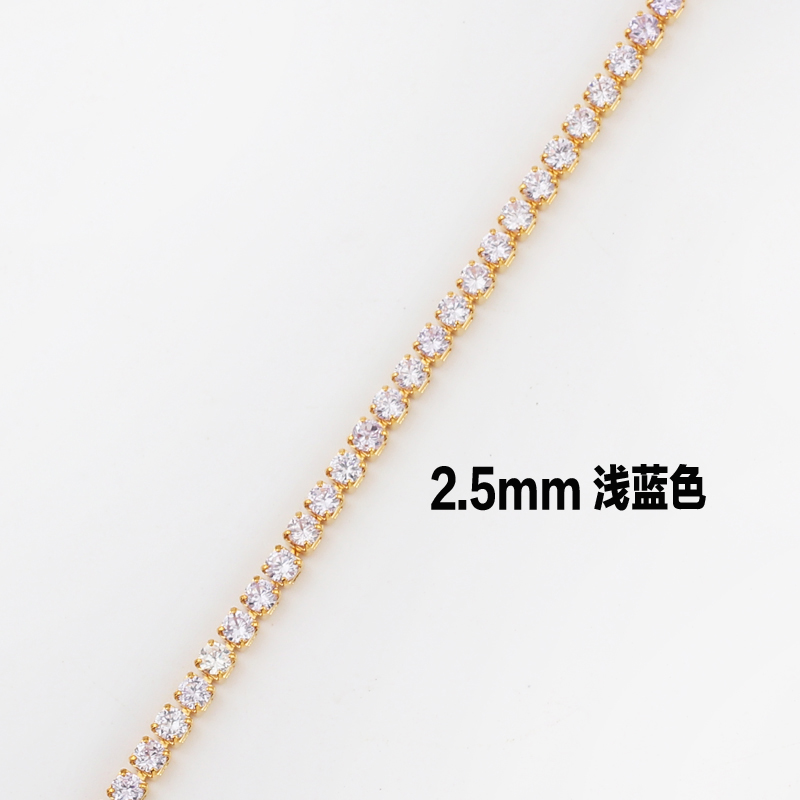 Gold Color 1 Row Shiny Colorful Neon Rainbow Iced Out Zircon Charm Thin CZ Tennis Chain 33+7CM Women Choker Necklace: light blue cz 2.5mm