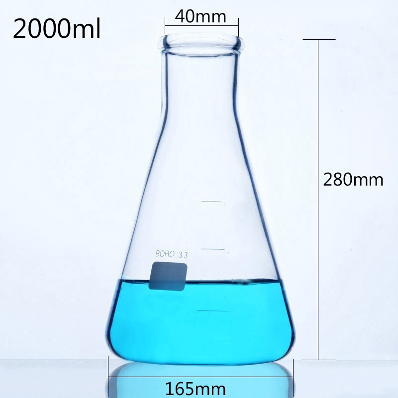 Linyeyue 2000Ml Glas Erlenmeyer Chemie Erlenmeyer Borosilicate Hoge Temperatuur Weerstand Laboratorium Apparatuur