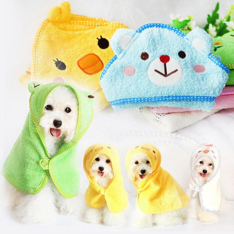Serviette de bain à capuche pour animaux de compagnie, mignon, pour chien, chat, couverture chaude, douce, dessin animé, chiot, peignoir Super absorbant