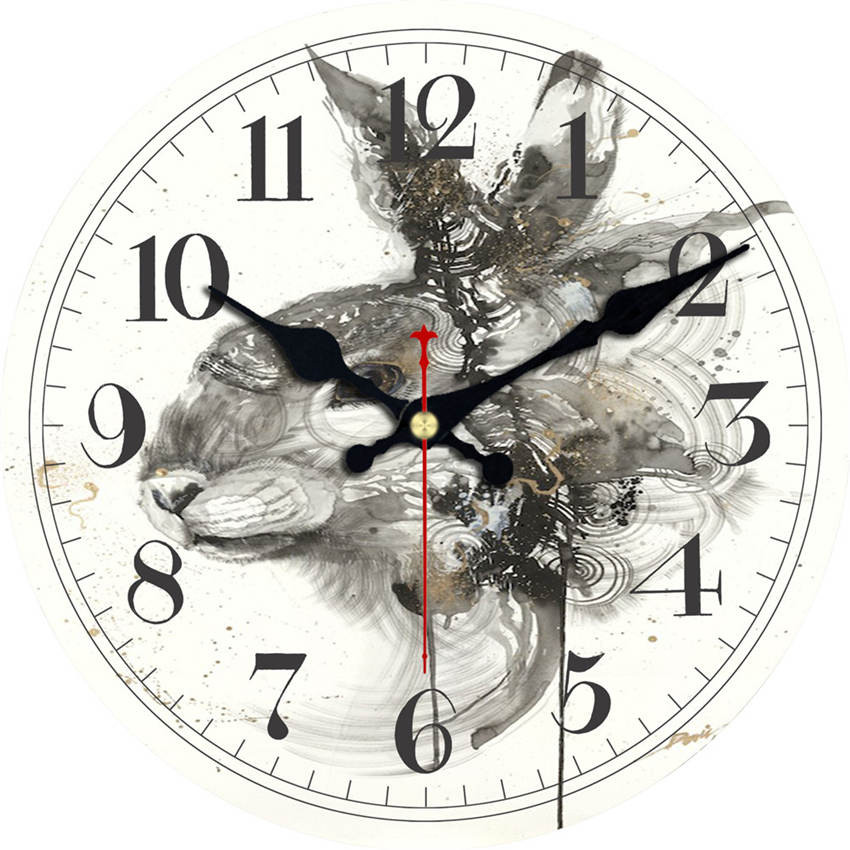 Klassieke Chinese Schilderen Wandklokken Stille Living Studeerkamer Kantoor Home Decor Art Creatieve Grote Klokken Geen Tikkende: Light Black / 14 inch ( 34 cm )