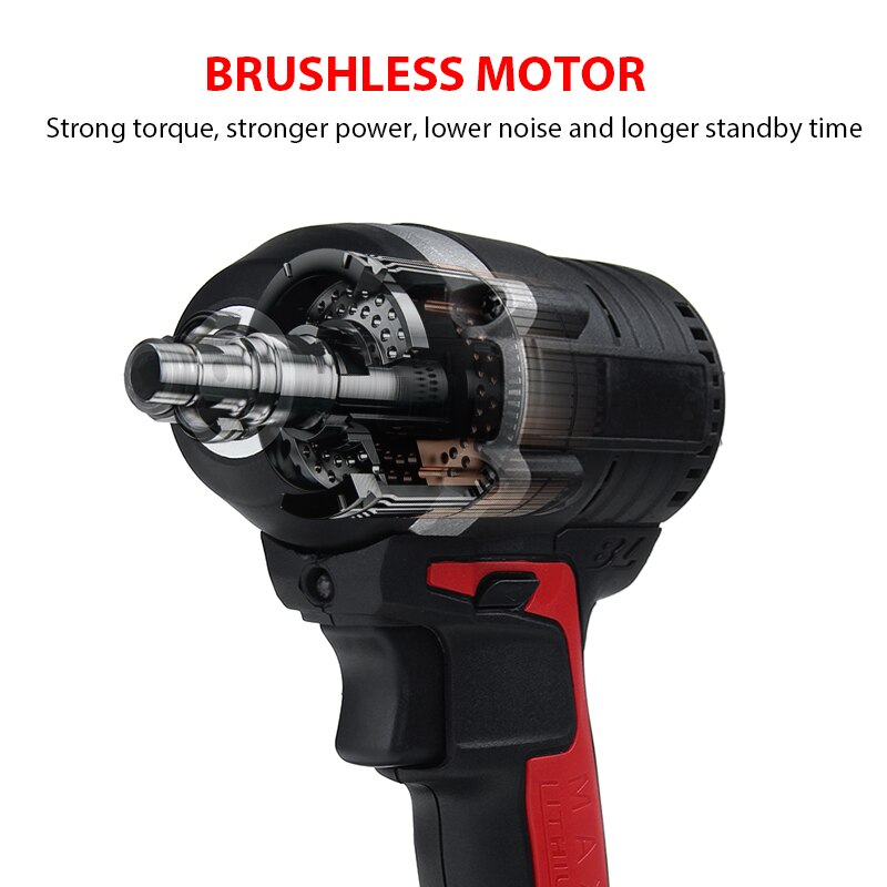 520N.m Torque Brushless Electric Impact Wrench Rechargeable Cordless 2 Socket Wrench Power Tool For 18V Makita Battery