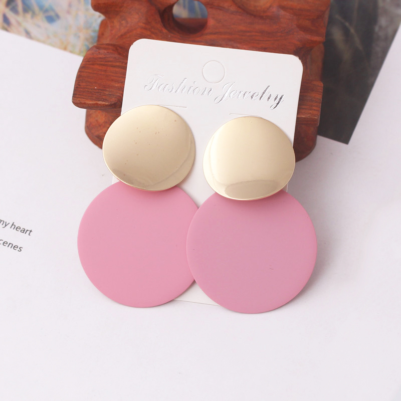 Korean Geometric Statement Hanging Earrings for Women Gold Round Circle Earring Punk Metal Earring Ear Jewelry: ES2215-09