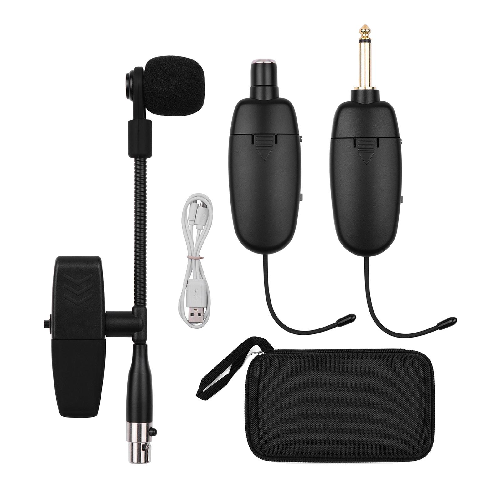 UHF Saxophone Mic Wireless Microphone System Clip on Musical Instruments for Saxophone Trumpet Sax Horn Tuba Clarinet Pipe