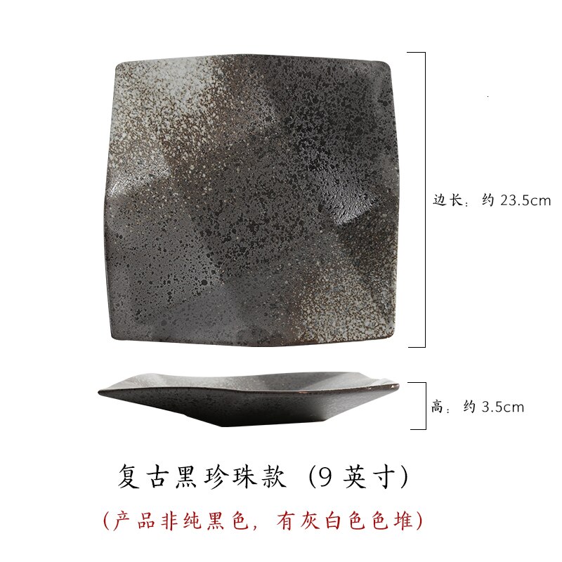 1pcs Japanese style square dish plate Various sizes of ceramic plates Restaurant hotel home ceramic dish Kitchen tableware dish: 9 inches