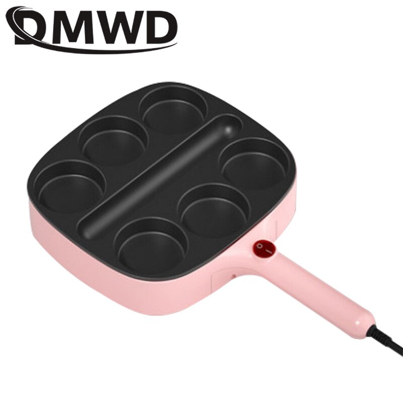 DMWD-sartén eléctrica 3 en 1 multifuncional, antiadherente, sin humo, para carne, huevo, tortilla, Cocina Para salchichas, Mini máquina de desayuno, 220V: Pink Egg Sausage