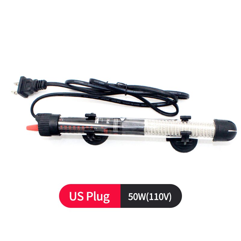 Automatic Fish Tank Water Heater Submersible Adjustable Temperature Thermostat for Saltwater Freshwater Betta Tanks: 50W US PLUG