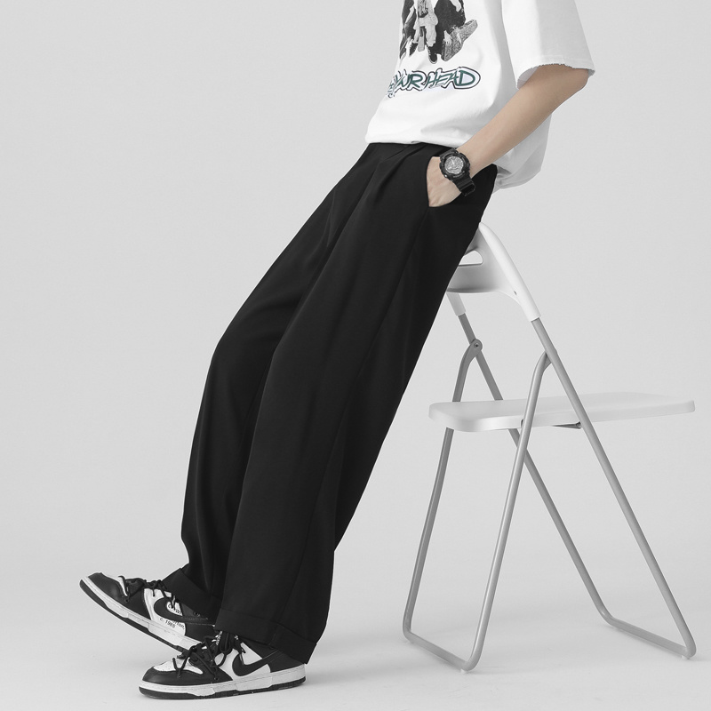 Sommer Dünne Beiläufige Hosen Männer der Schwarz Weiß Breite bein Hosen Männer Koreanische verlieren Atmungs Eis Seide Hosen herren Hosen S-XL: XL / Schwarz