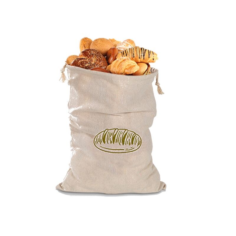 Bolsa de pan de lino orgánico para organización de cocina, almacenamiento de alimentos reutilizable, bolsa con cordón para pan y Baguette, suministros de panadería: D