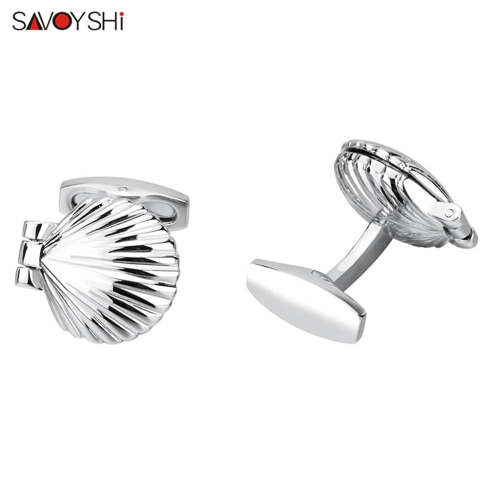 Savoyshi Manchetknopen Voor Heren Shirts Manchetten Novelty Clam Shell Model Manchetknopen Mannelijke Sieraden Gratis Graveren Naam