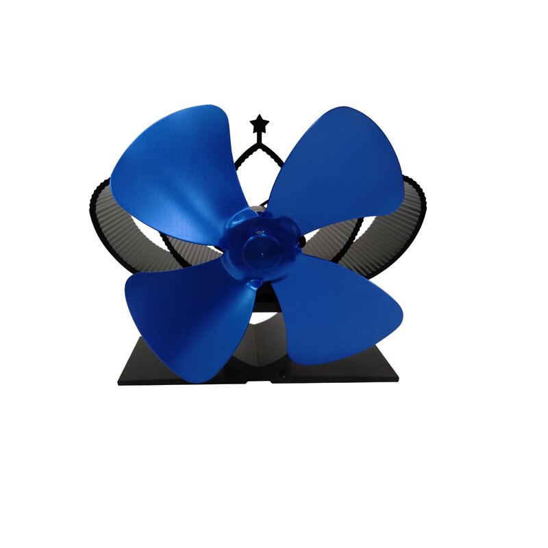 Mini Stove Fan 4 Blade Fireplace Fan Heat komin Powered Wood Friendly Quiet Burner Eco Fan Home Efficient Heat Distribution tool: blue