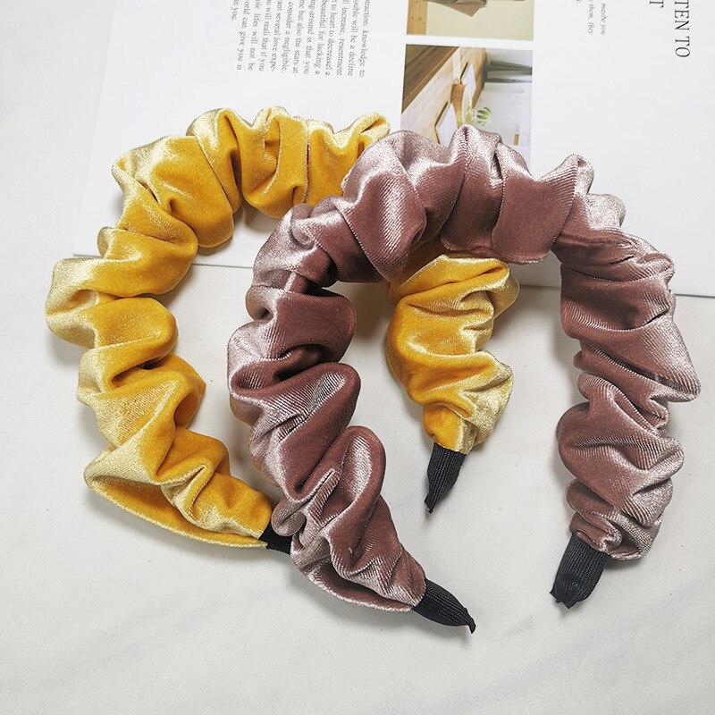 1 pc Women Grils Velvet Bezel Hairband Headband Hair Accessories Female Folds Vinage Bubble Hairhoop Headwrap Headwear