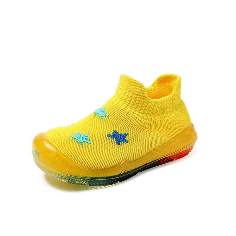 Ltsuyo schoenen peuter babyschoenen kinderen baby meisjes jongens vliegende geweven zachte zool sneakers sportschoenen antislip schoenen: Geel / 22