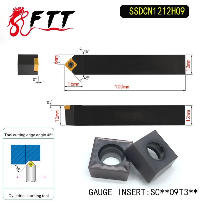 Ssdcn 1212 h 09 45 grader extern vridverktygshållare för scmt 09 t 304 används på cnc svarvmaskin